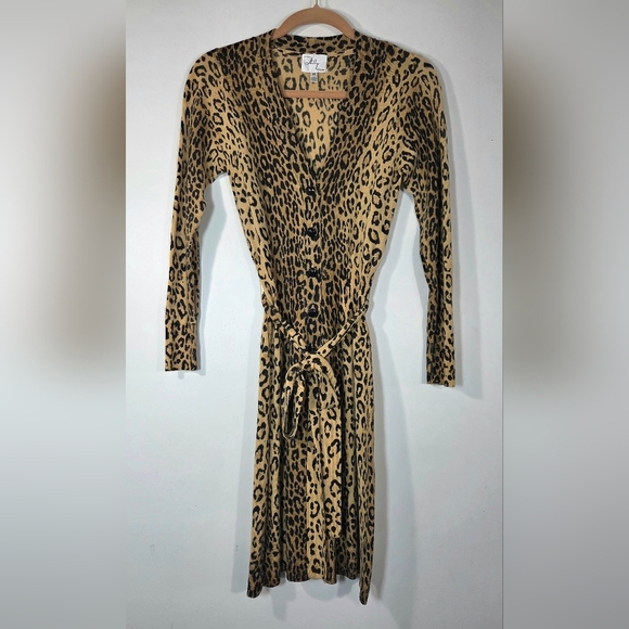 MILLY OF NEW YORK 100% MERINO WOOL LEOPARD PRINT DRESS. - Picture 1 of 6